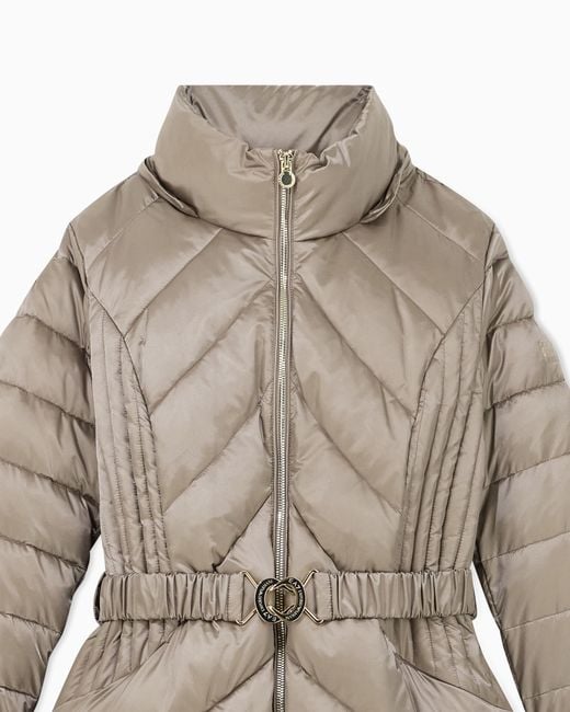 EA7 Natural Caban Coat Regular Fit Padded With Hood And Shiny Finish