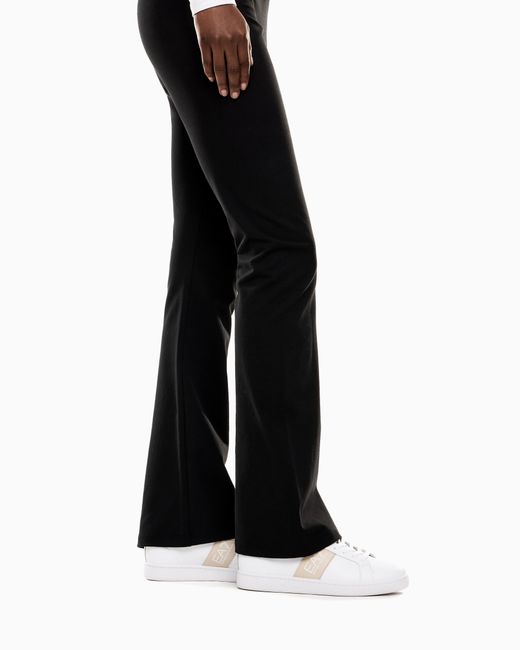 EA7 Black Stretch Leggings With High Waist And Bootcut Fit Core Lady