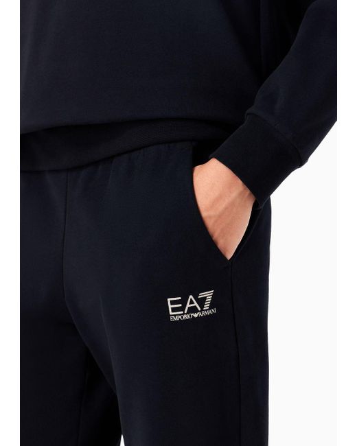 EA7 Black Stretch-cotton Tracksuit With Logo