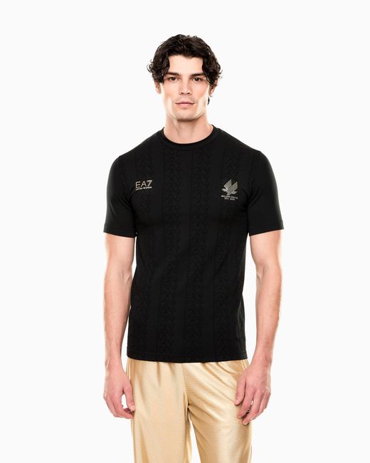 EA7 Black Soccer T-Shirt for men