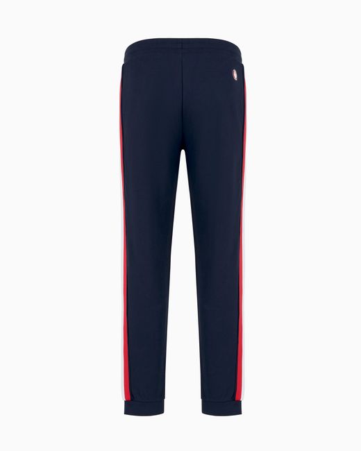 EA7 Blue Olimpia Milano Cotton Fleece Joggers for men