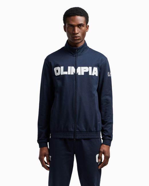 EA7 Blue Olimpia Milano Zip-Up Sweatshirt for men