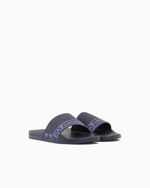 EA7 Blue Sliders With Logo Band