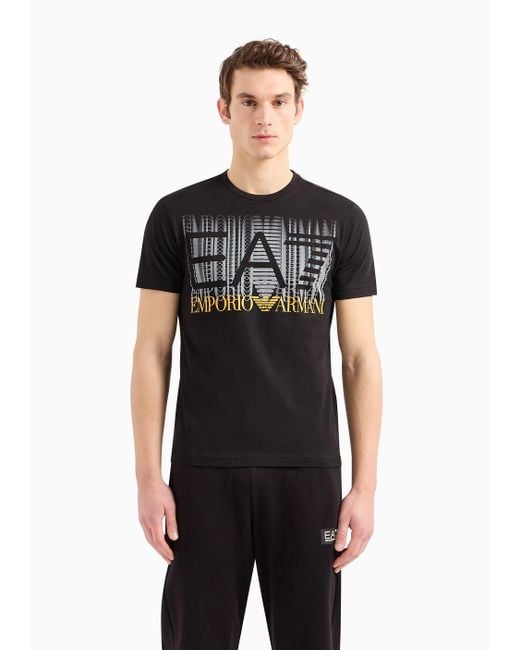 EA7 Graphic Series T-shirt Aus Baumwolle in Black für Herren