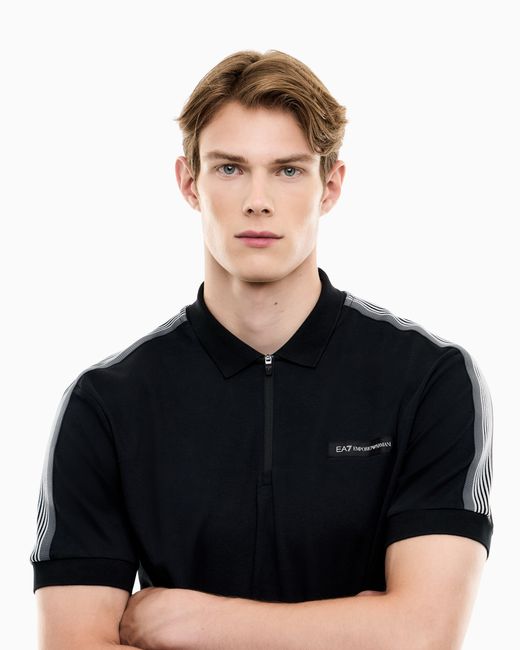 EA7 Blue Polo Shirt Logo Series Regular Fit for men