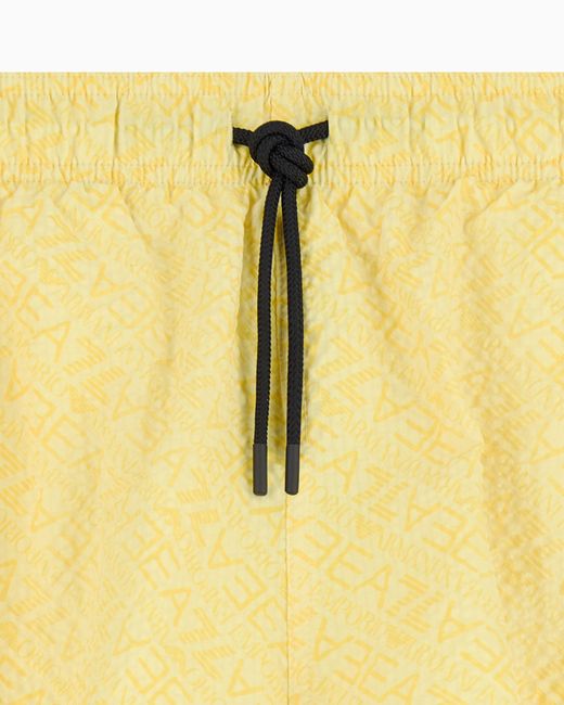 EA7 Yellow Graphic Series Swim Trunks With Monogram Print for men