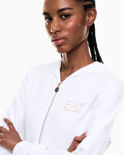 EA7 White Evolution Hooded Sweatshirt