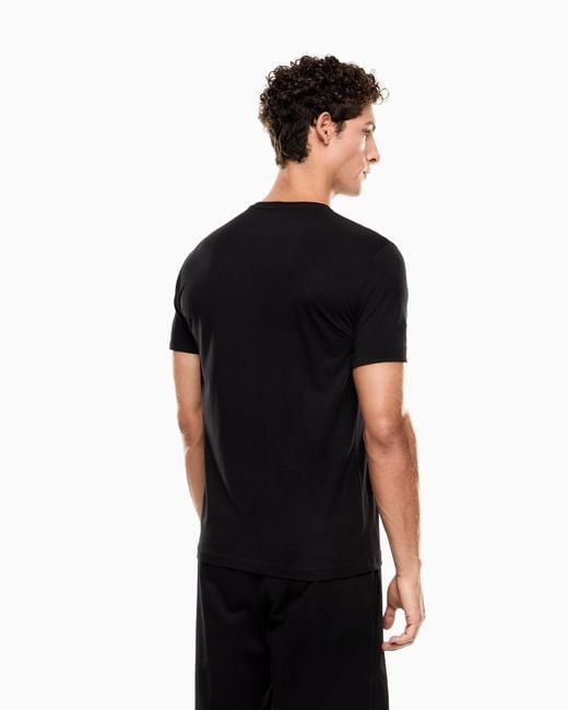 EA7 Visibility Kurzarm-T-Shirt Aus Baumwoll-Stretchjersey in Black für Herren