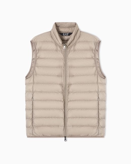 EA7 White Packable Gilet With Zip And Down Padding Core Identity for men