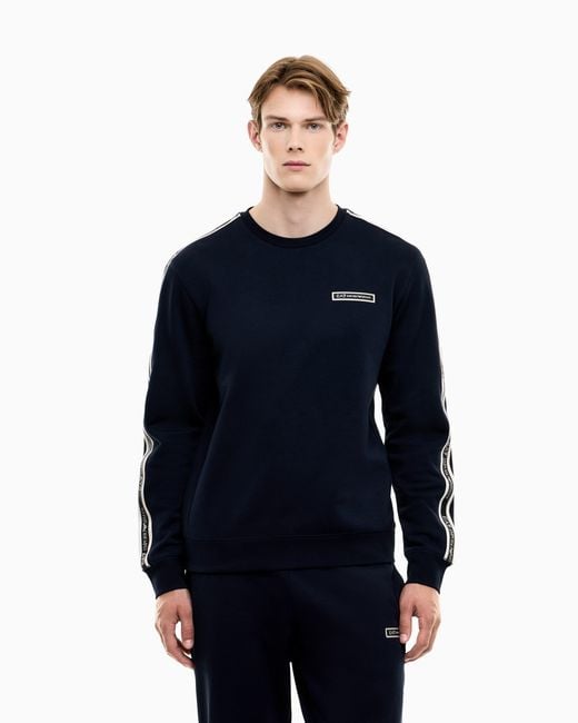 EA7 Blue Sweatshirt Logo Series Regular Fit Jersey for men