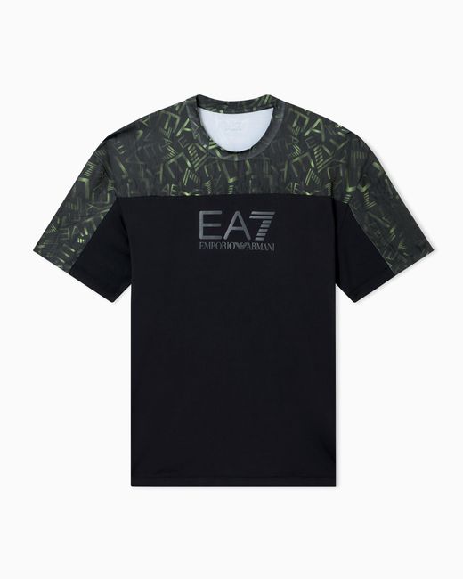 EA7 Black Dynamic Athlete Printed T-Shirt for men