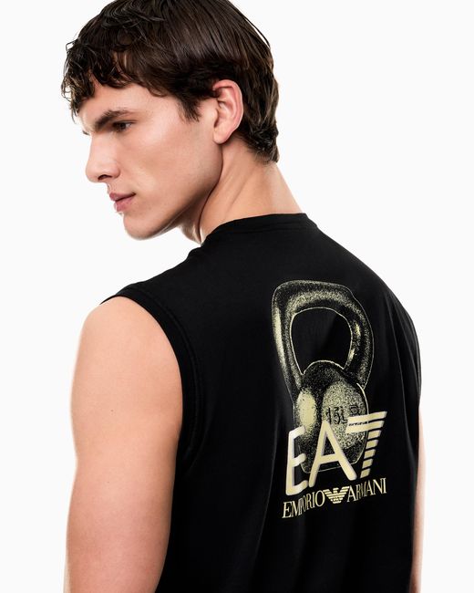 EA7 Black Graphic Series Cotton-Jersey Tank Top for men