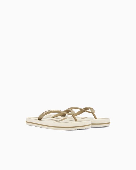 EA7 White Rubber Flip-Flops With Logo