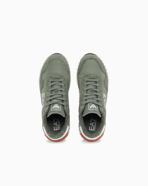 EA7 Green Vintage Sneaker Mit Wildledereinsätzen Vintage Running