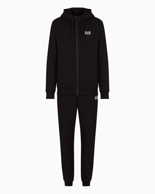 EA7 Core Identity Trainingsanzug Mit Kapuze Aus Einer Baumwollmischung in Black für Herren