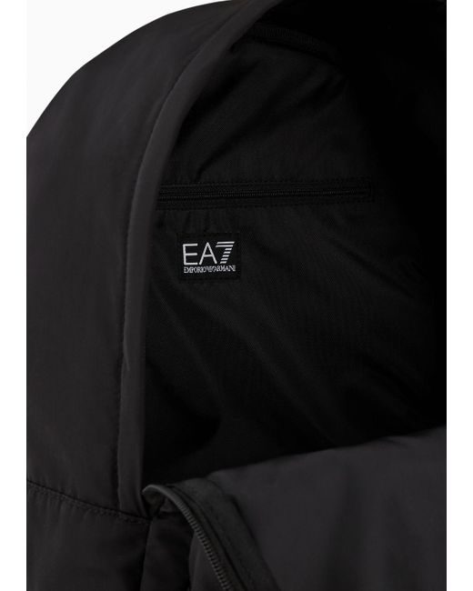 EA7 Black Fabric Backpack With Oversized Logo