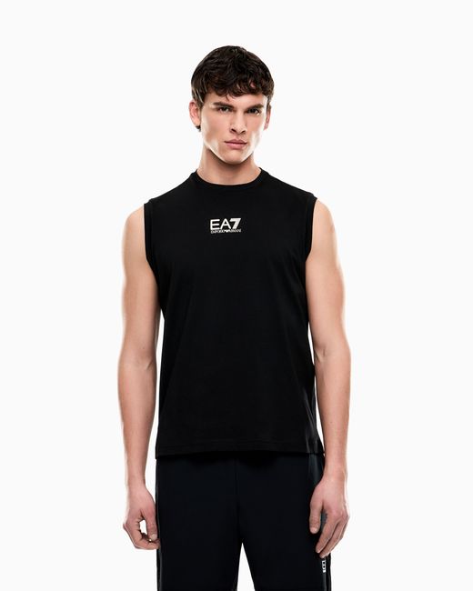EA7 Black Graphic Series Cotton-Jersey Tank Top for men