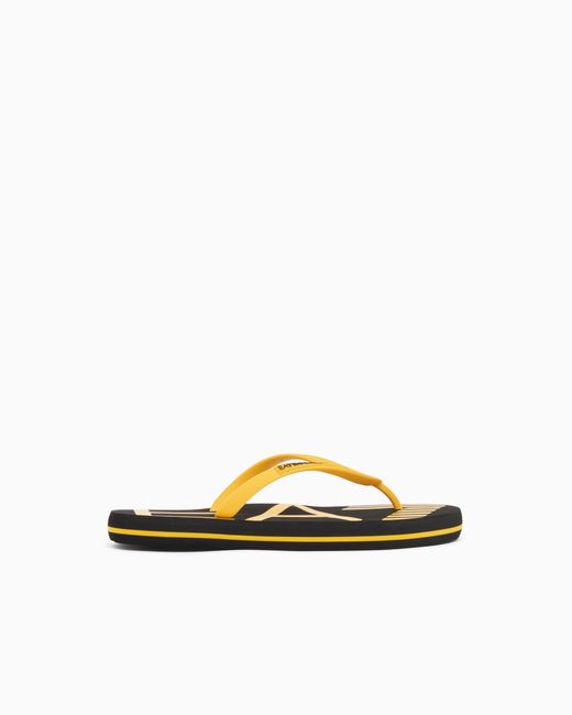 EA7 White Rubber Flip-Flops With Logo