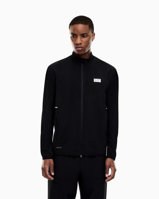 EA7 Blue Dynamic Athlete Zip-Up Sweatshirt for men