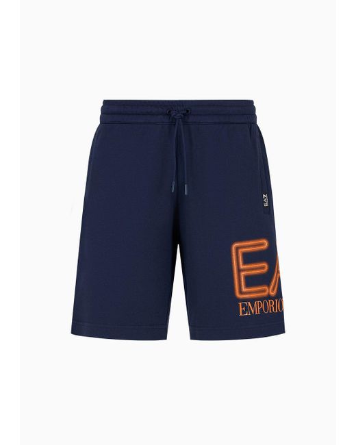 EA7 Logo Series Bermudashorts Aus Baumwolle in Blue für Herren