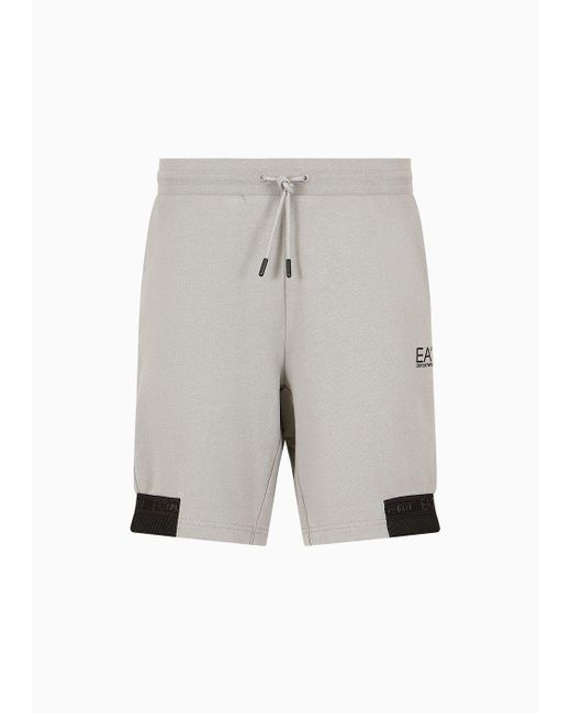 EA7 Gray Logo Series Cotton Board Shorts for men