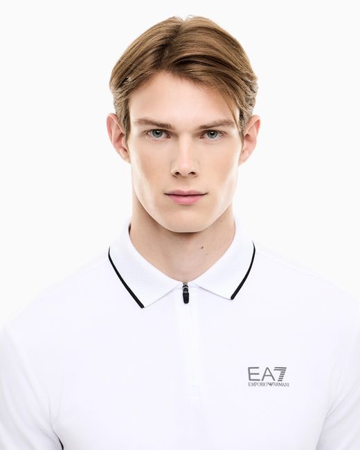 EA7 White Regular Fit Polo Shirt Natural Ventus 7 for men