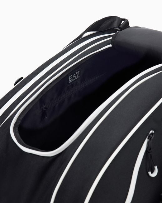 EA7 Black Padel Gym Bag With Lining And Outer Coating