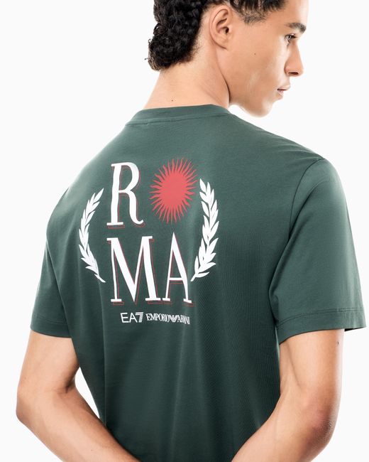 EA7 Green Internazionali Bnl D'Italia Cotton Crew-Neck T-Shirt for men