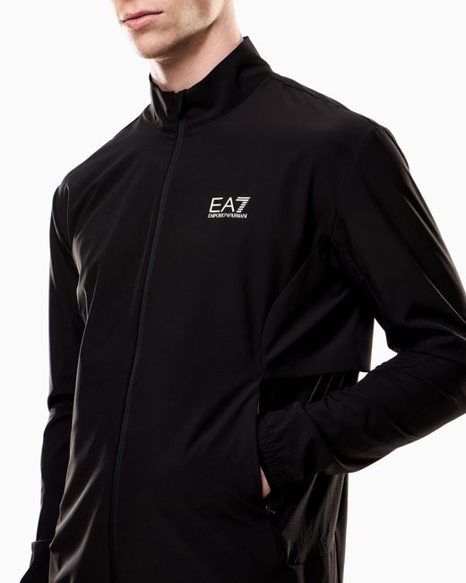 Felpa Con Zip Dynamic Athlete di EA7 in Black da Uomo