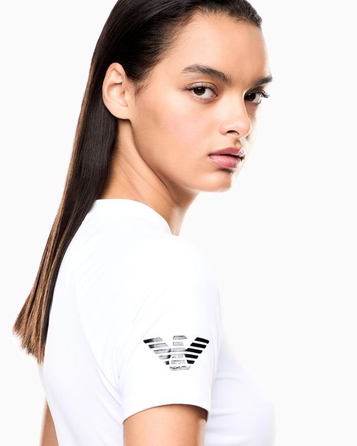 EA7 White Tennis Pro Crew-Neck T-Shirt