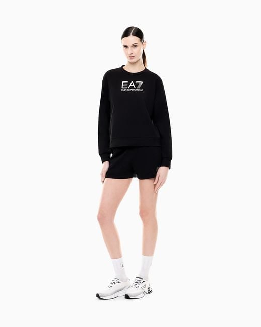 EA7 Black Stretch Cotton-Jersey T-Shirt And Shorts Set