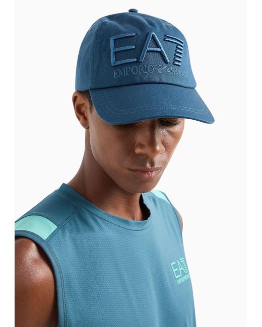 EA7 Blue Logo Series Cotton Baseball Cap