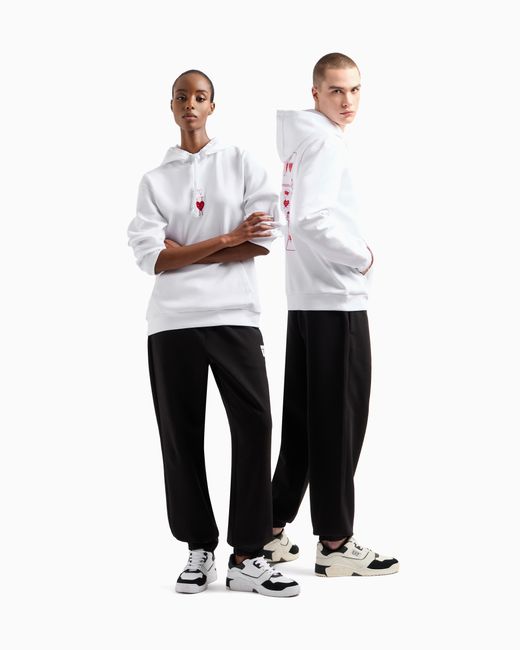 Felpa Con Cappuccio 7.Cuore di EA7 in White