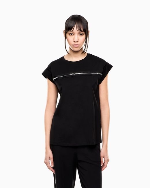 EA7 Black Logo Series Cotton-Jersey T-Shirt