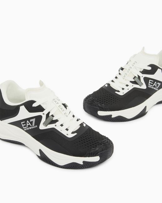 EA7 White Hard Tennis/Padel Sneakers