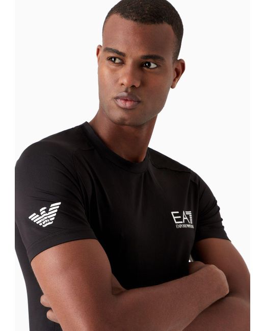 EA7 Black Tennis Pro T-shirt In Ventus7 Technical Fabric for men