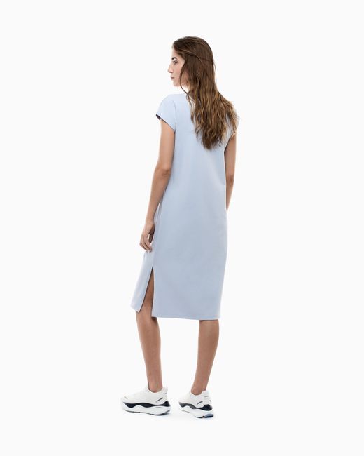 EA7 Blue Logo Series Stretch Jersey Dress