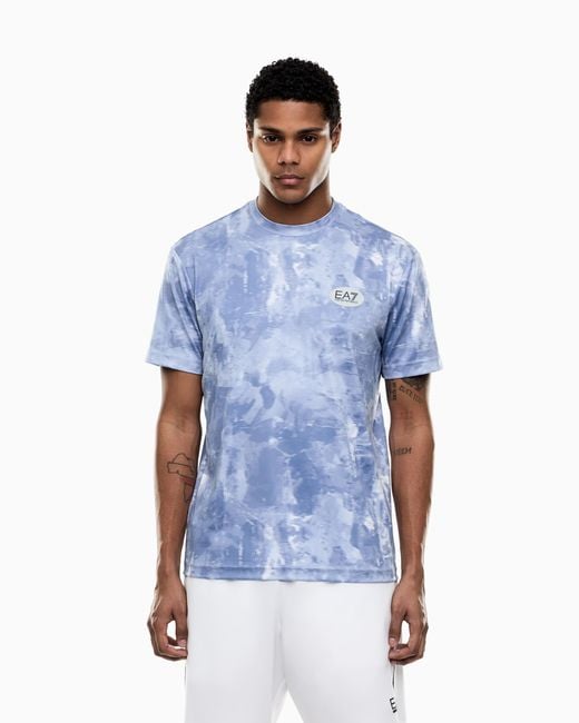 EA7 Blue Tennis Pro Print T-Shirt for men