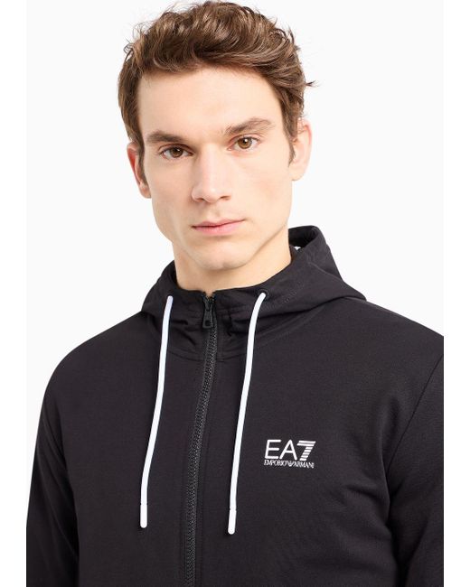EA7 Blue Visibility Cotton Hooded Sweatshirt for men