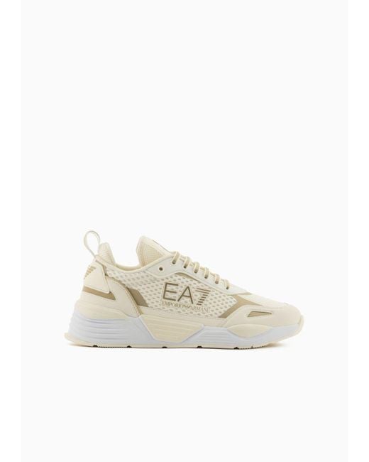 EA7 White Ace Runner Mesh Sneakers