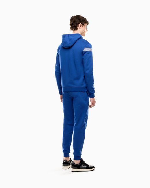 EA7 Blue Asv 7 Lines Cotton-Blend Jersey Tracksuit for men