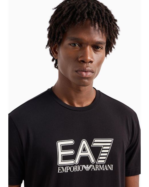 EA7 Black Regular Fit T-shirts for men