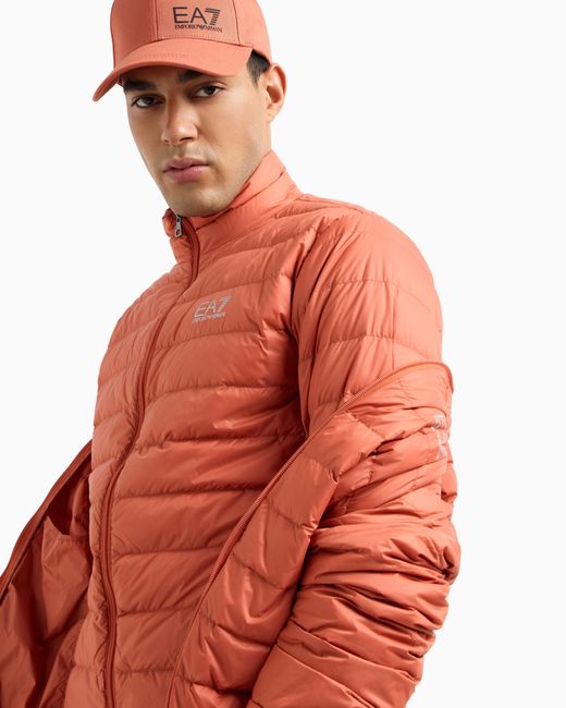 EA7 Core Identity Packbare Daunenjacke in Orange für Herren