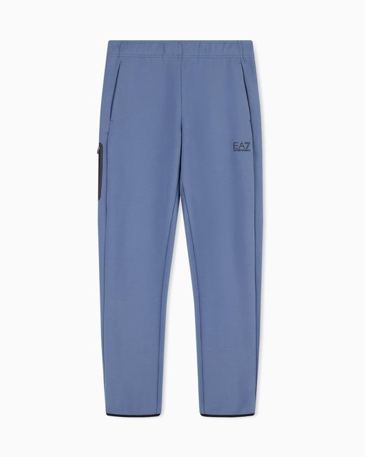 EA7 Blue Slim-Fit Trousers Natural Ventus 7 Technical Cotton Jersey for men