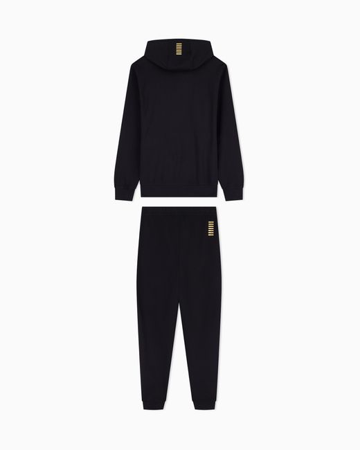 EA7 Black Cotton Business Suit With Hoodie And Joggers Core Identity for men