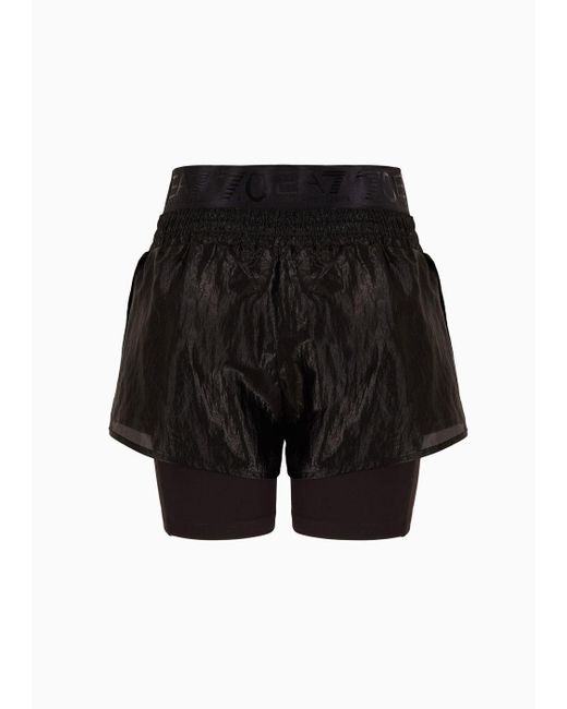 EA7 Black 7.0 Iridescent Nylon Shorts
