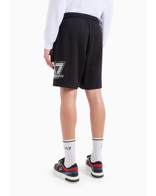 EA7 Black Cotton Visibility Board Shorts for men