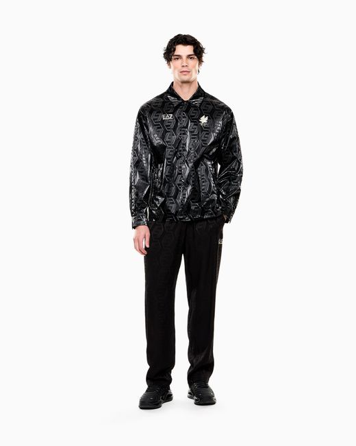 EA7 Black Soccer Shirt Jacket for men