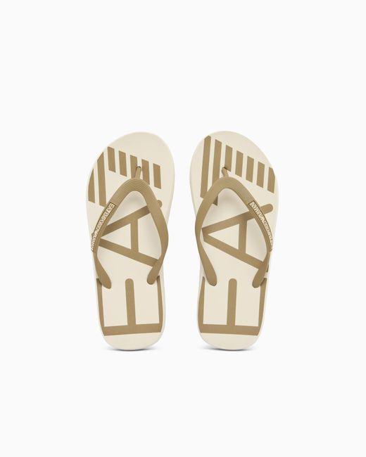 EA7 White Rubber Flip-Flops With Logo