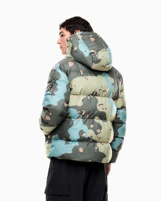 Giacca Imbottita Con Cappuccio di EA7 in Green da Uomo